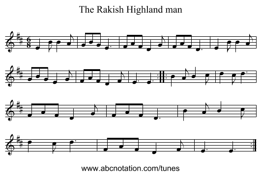 Rakish Highland man, The - staff notation