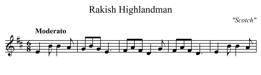 Rakish Highlandman - staff notation
