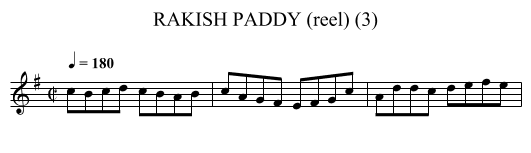 RAKISH PADDY (reel) (3) - staff notation
