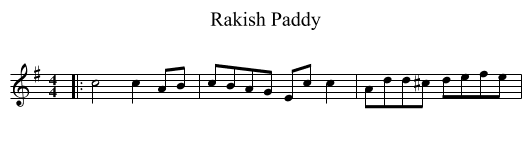 Rakish Paddy - staff notation