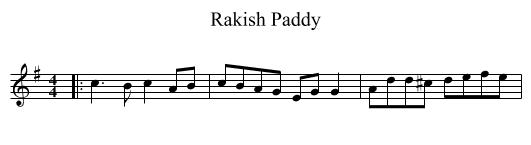 Rakish Paddy - staff notation