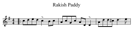 Rakish Paddy - staff notation