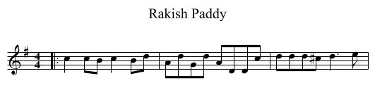 Rakish Paddy - staff notation