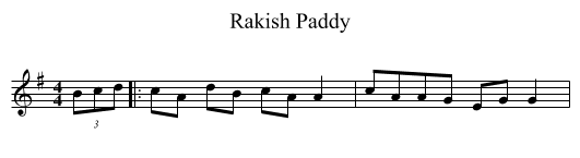 Rakish Paddy - staff notation
