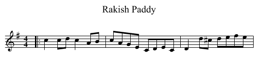 Rakish Paddy - staff notation