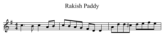 Rakish Paddy - staff notation