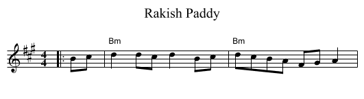 Rakish Paddy - staff notation