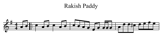 Rakish Paddy - staff notation