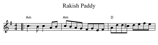 Rakish Paddy - staff notation