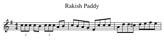 Rakish Paddy - staff notation