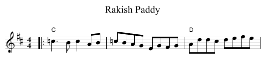 Rakish Paddy - staff notation