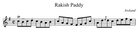 Rakish Paddy - staff notation