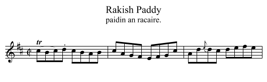 Rakish Paddy - staff notation