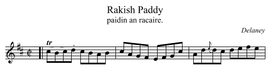Rakish Paddy - staff notation