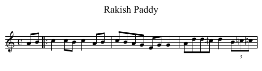 Rakish Paddy - staff notation