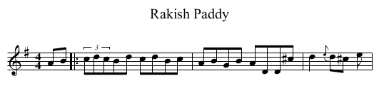 Rakish Paddy - staff notation