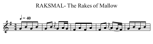 RAKSMAL- The Rakes of Mallow - staff notation