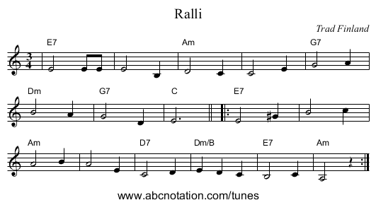 Ralli - staff notation
