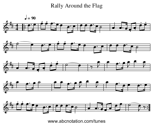 Rally Around the Flag - staff notation