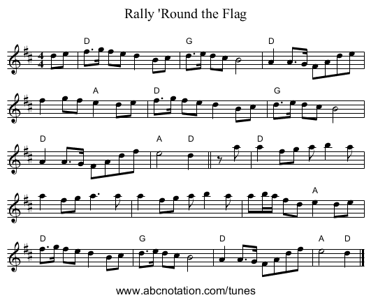Rally 'Round the Flag - staff notation