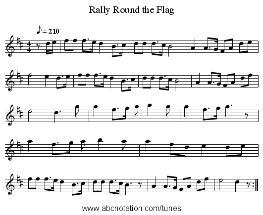 Rally Round the Flag - staff notation