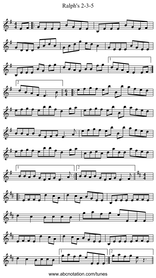 Ralph's 2-3-5 - staff notation
