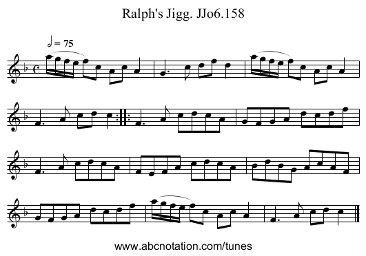 Ralph's Jigg. JJo6.158 - staff notation