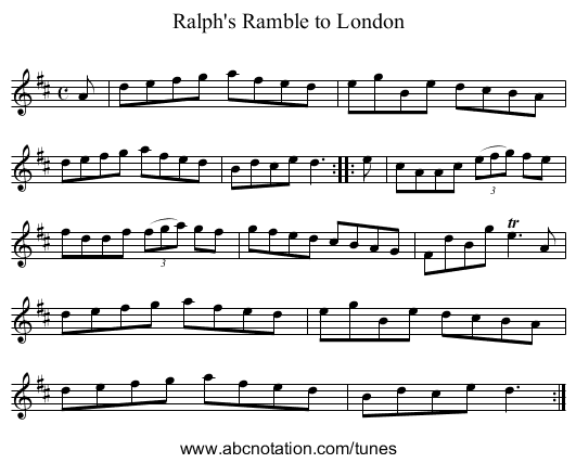 Ralph's Ramble to London - staff notation