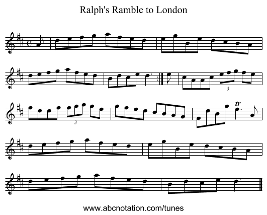 Ralph's Ramble to London - staff notation