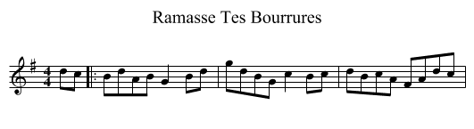 Ramasse Tes Bourrures - staff notation