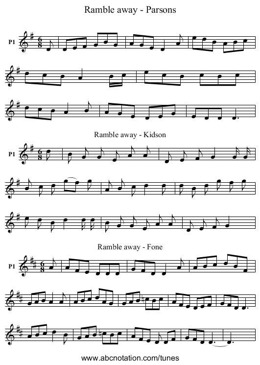 Ramble away - Parsons - staff notation