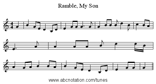 Ramble, My Son - staff notation