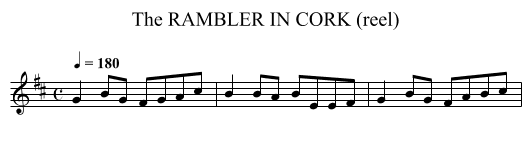 RAMBLER IN CORK (reel), The - staff notation