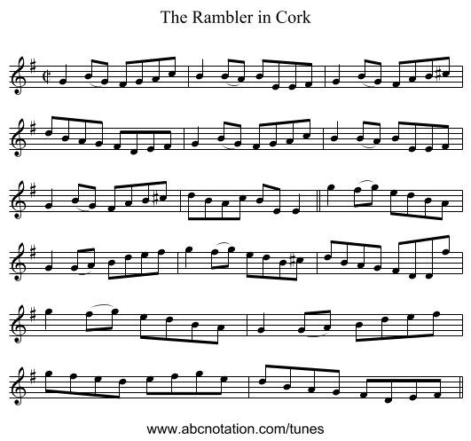 Rambler in Cork, The - staff notation
