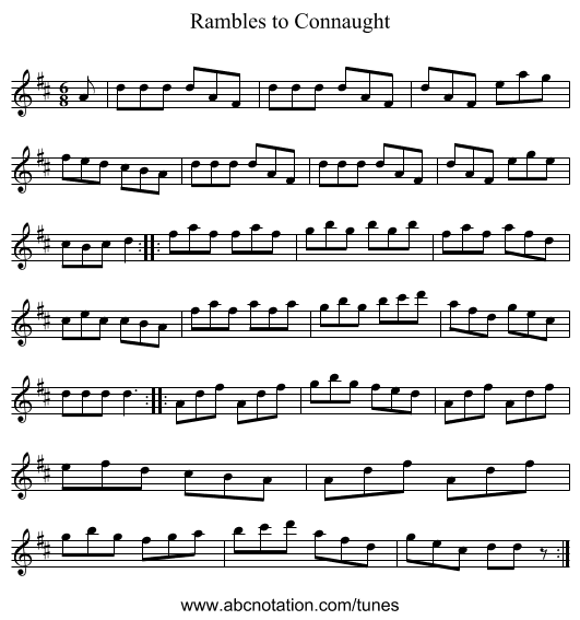 Rambles to Connaught - staff notation