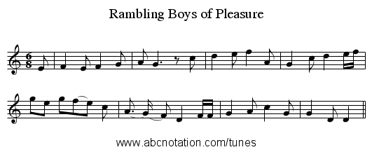 Rambling Boys of Pleasure - staff notation