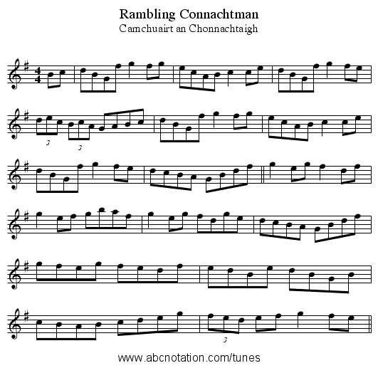 Rambling Connachtman - staff notation