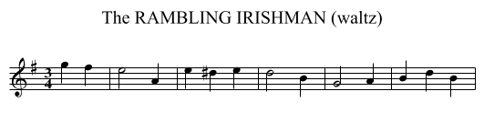 RAMBLING IRISHMAN (waltz), The - staff notation