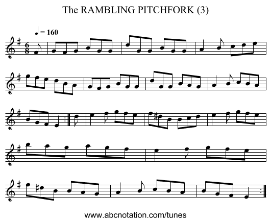 RAMBLING PITCHFORK (3), The - staff notation