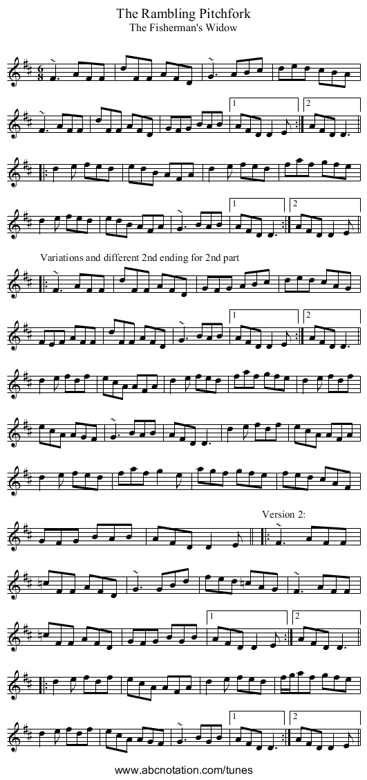 Rambling Pitchfork, The - staff notation