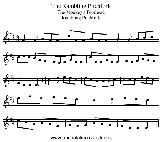 Rambling Pitchfork, The - staff notation