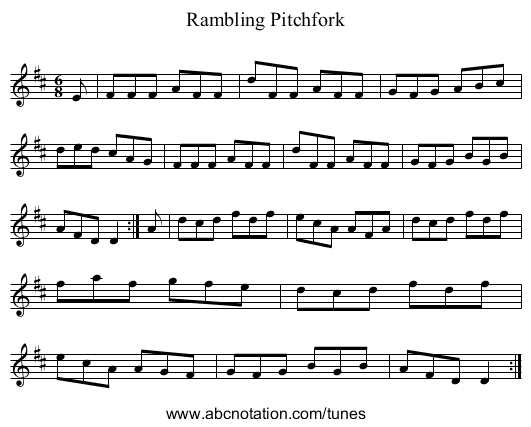Rambling Pitchfork - staff notation