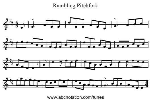 Rambling Pitchfork - staff notation
