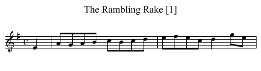 Rambling Rake [1], The - staff notation