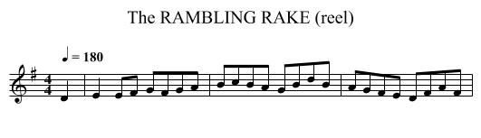 RAMBLING RAKE (reel), The - staff notation