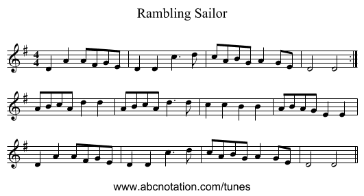 Rambling Sailor - staff notation