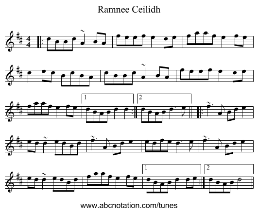 Ramnee Ceilidh - staff notation