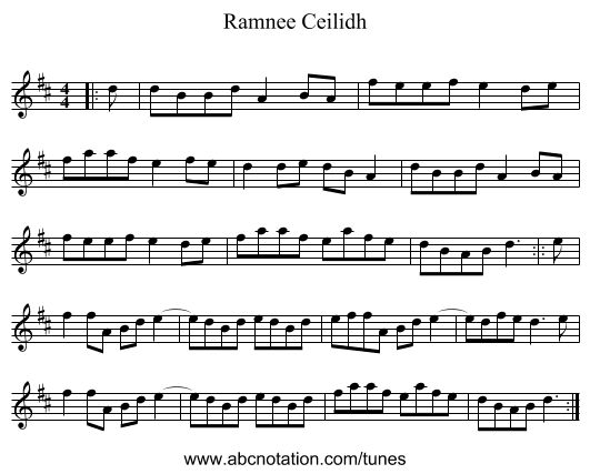 Ramnee Ceilidh - staff notation