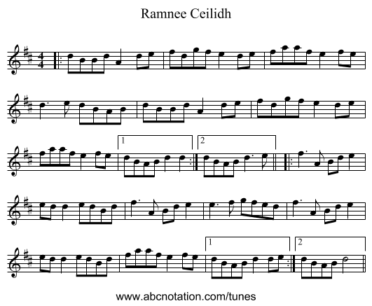Ramnee Ceilidh - staff notation