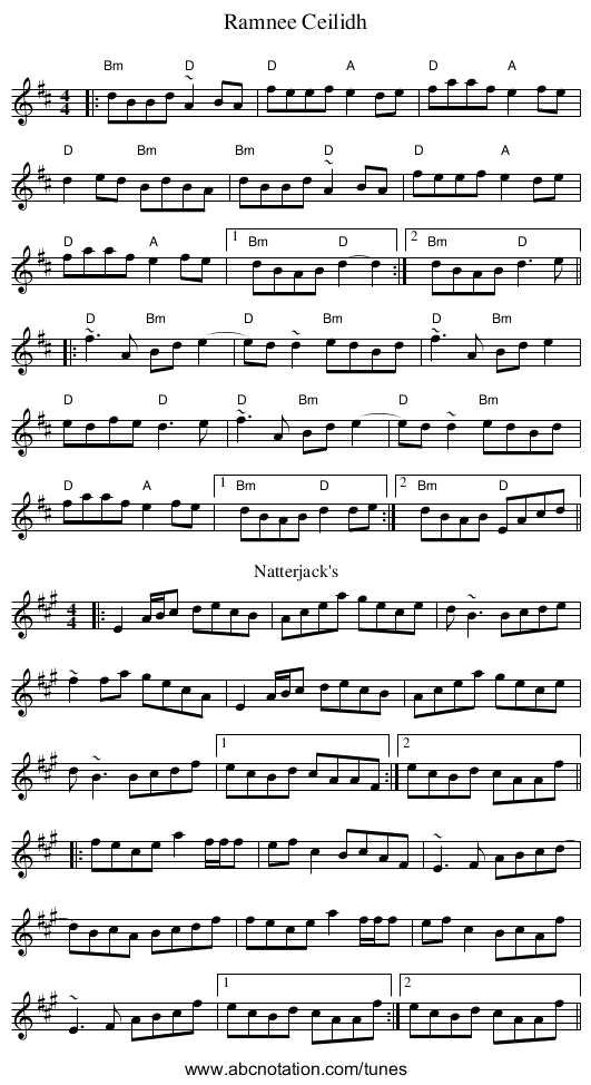 Ramnee Ceilidh - staff notation
